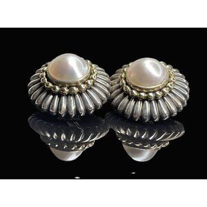 Lagos Caviar 18K Gold & Sterling Silver Clip-On Earrings With Mabe Pearls